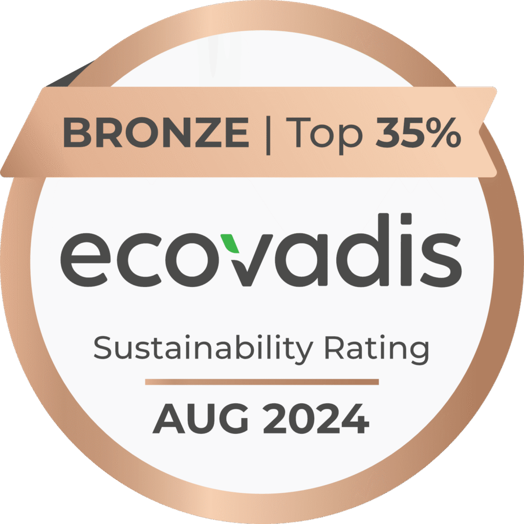 Medaille Ecovadis, Bronze, top 35 %, Sustainability Raiting, August 2024